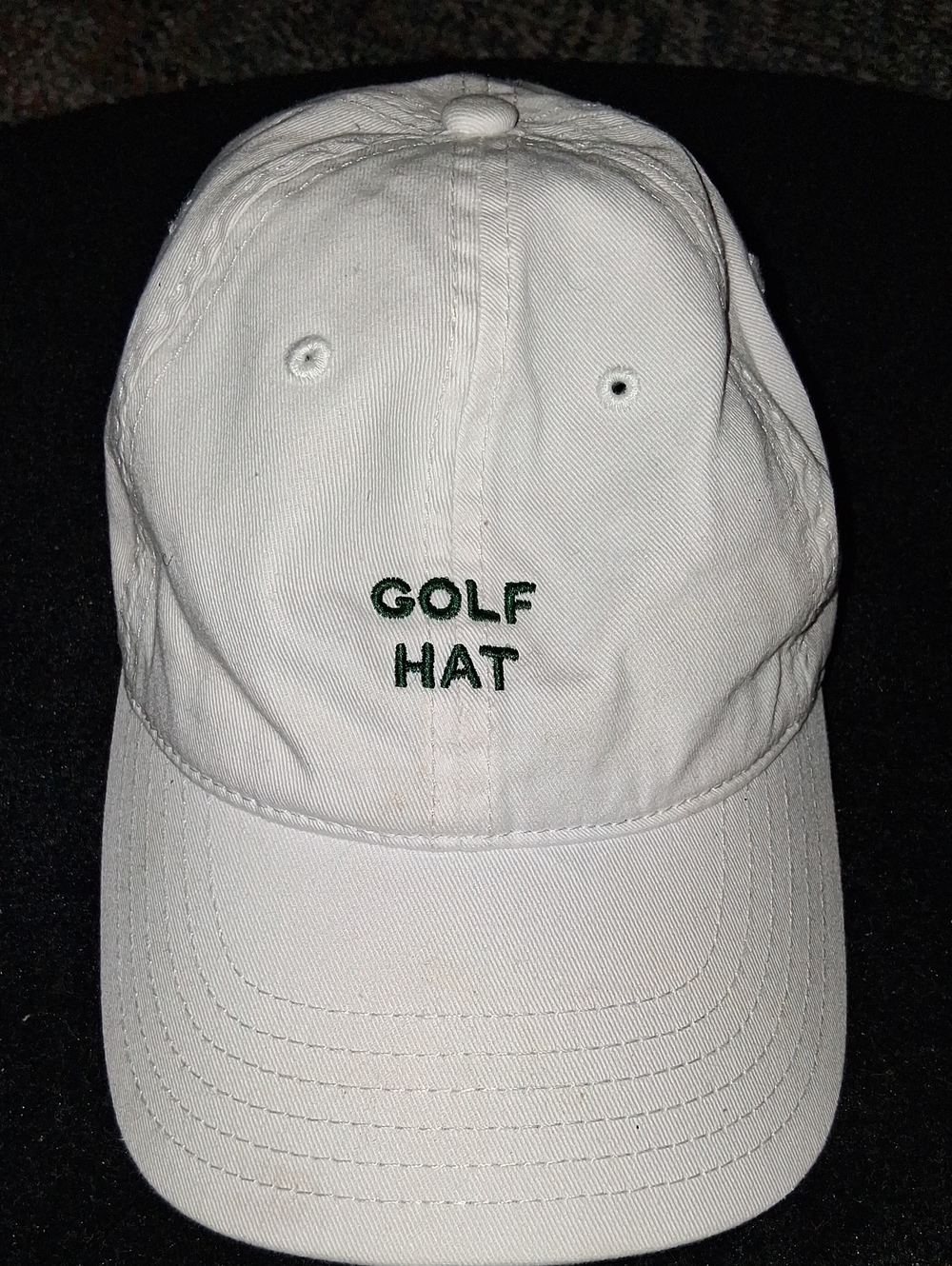 White Golf Hat with Green Embroidery